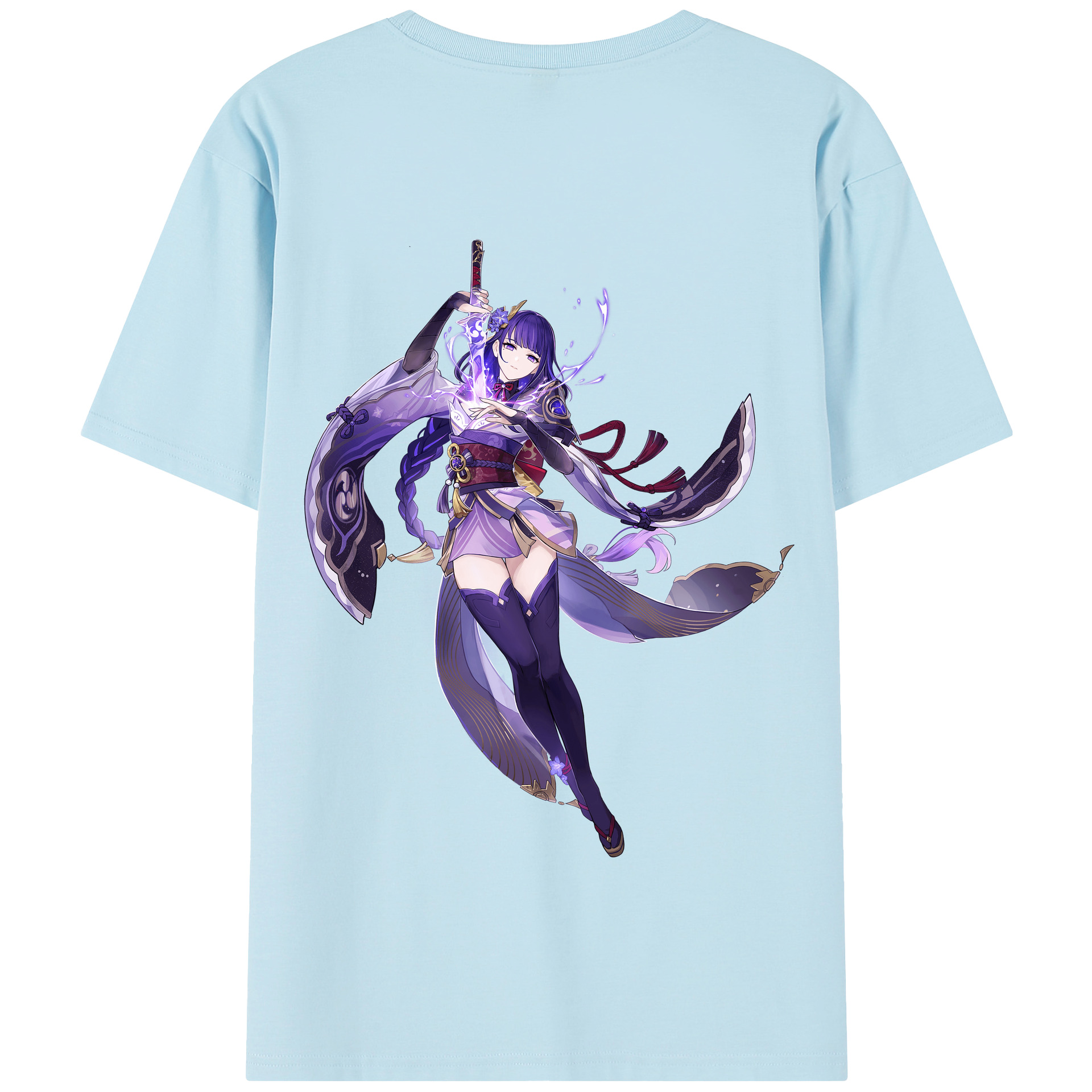 げんし神 雷電将軍 らいでんしょうぐん genshin Raiden Shogun 綿100％半袖Tシャツ（背面プリント）